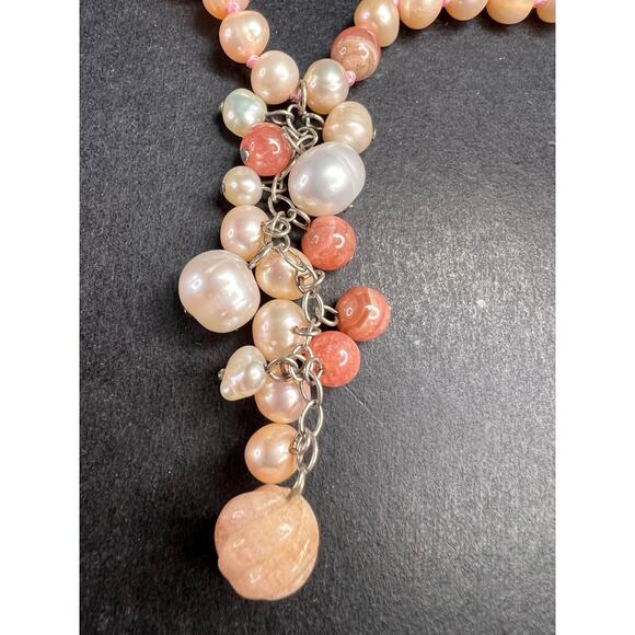 NEW freshwater pearl multi stone necklace with sterling silver clasp - Picture 5 of 15